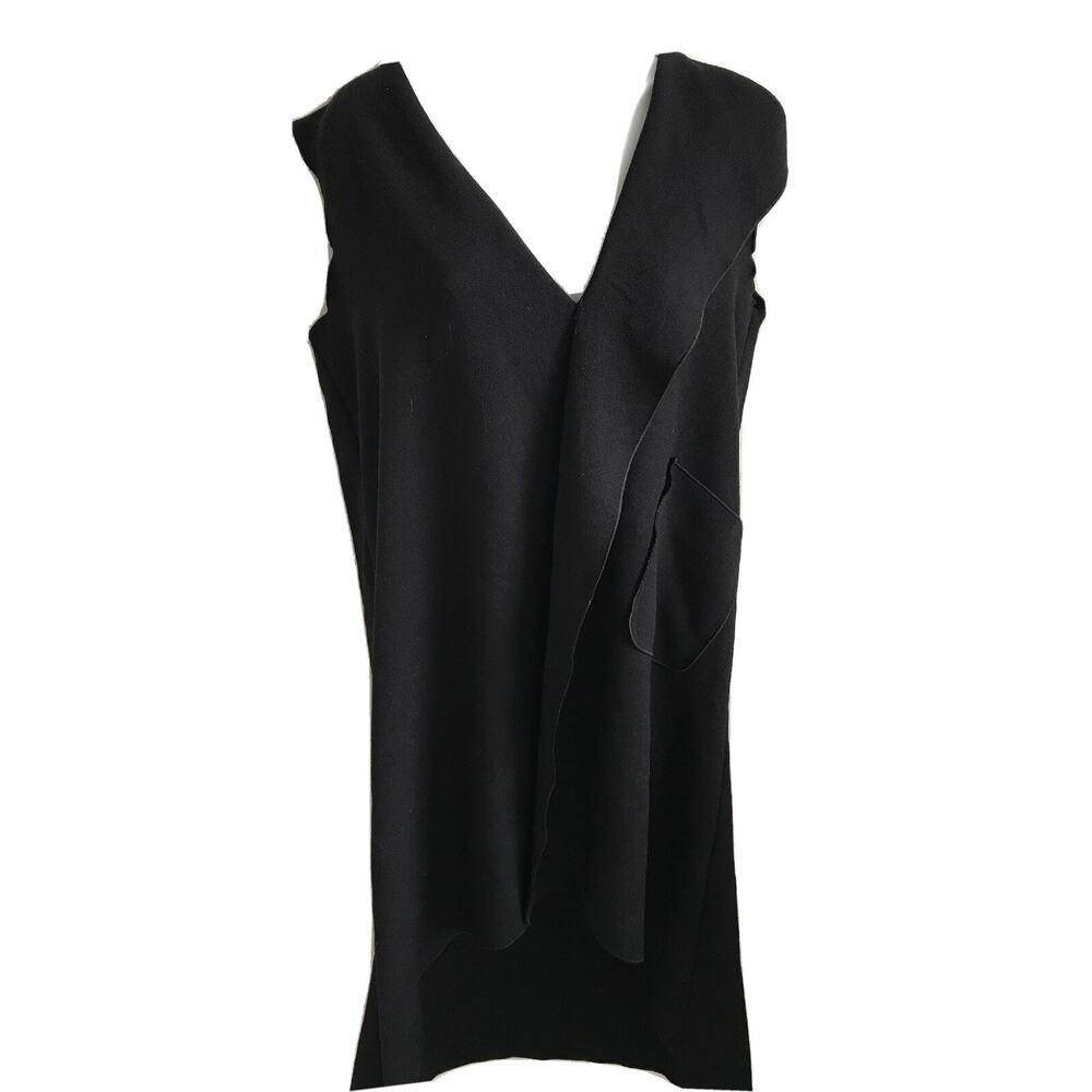 EUC Xenia Design Womens Size 36 Slip On‎ Dress Black w/ Pockets Polyester V-neck
